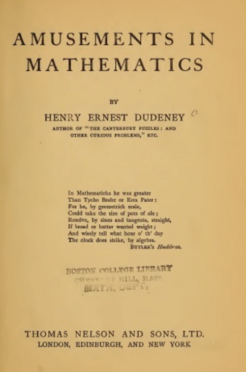 Product picture Amusements in Mathematics by Henry E. Dudeney