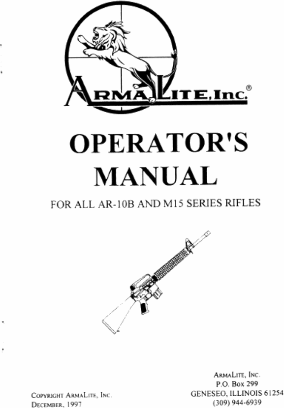 Product picture Armalite AR-10 M-15 Manual